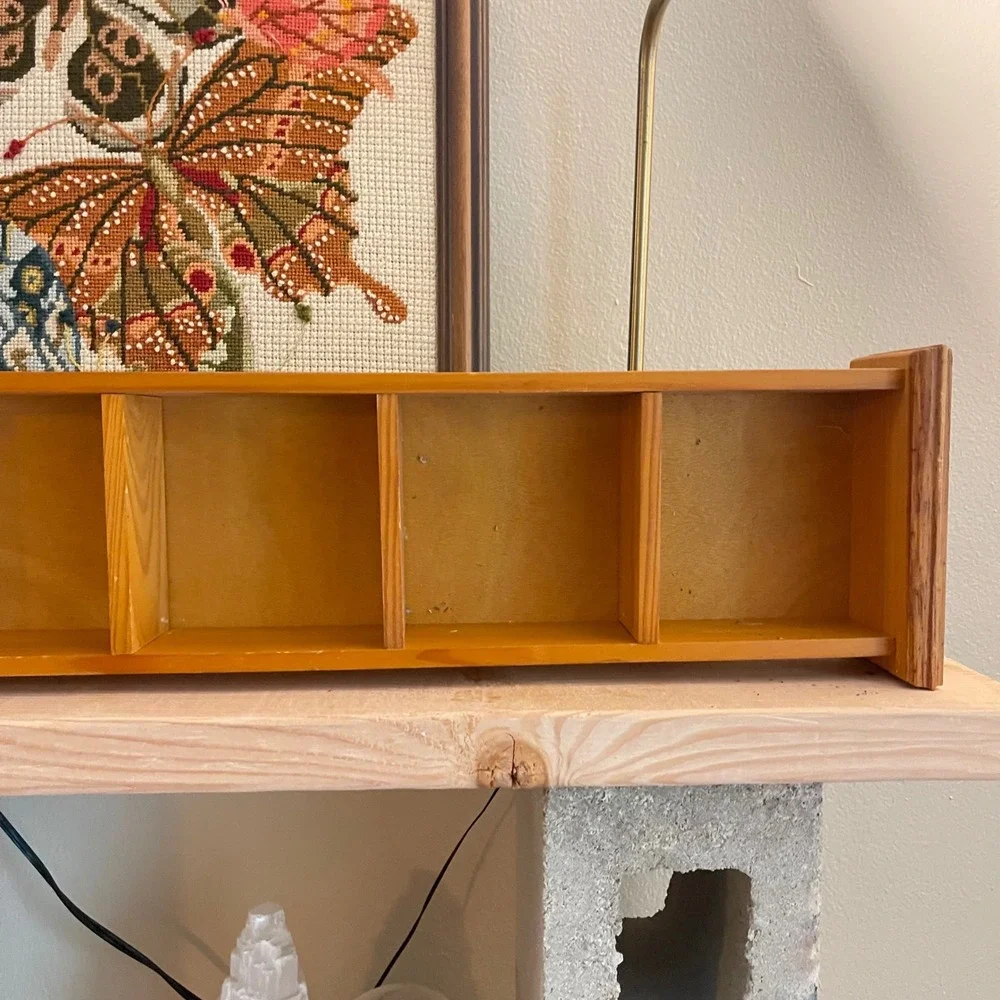VTG Wood Wall Display Trinket Shelf 32x7x3 Cottagecore Grannycore Farmhouse